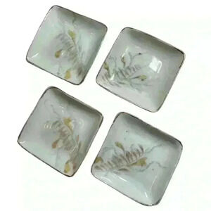 Set of 4 vintage hand painted Japanese sushi dip or salt dishes